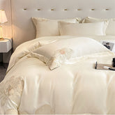 Luxury Peony Flowers Embroidery Egyptian Cotton Duvet Cover | Yedwo Home